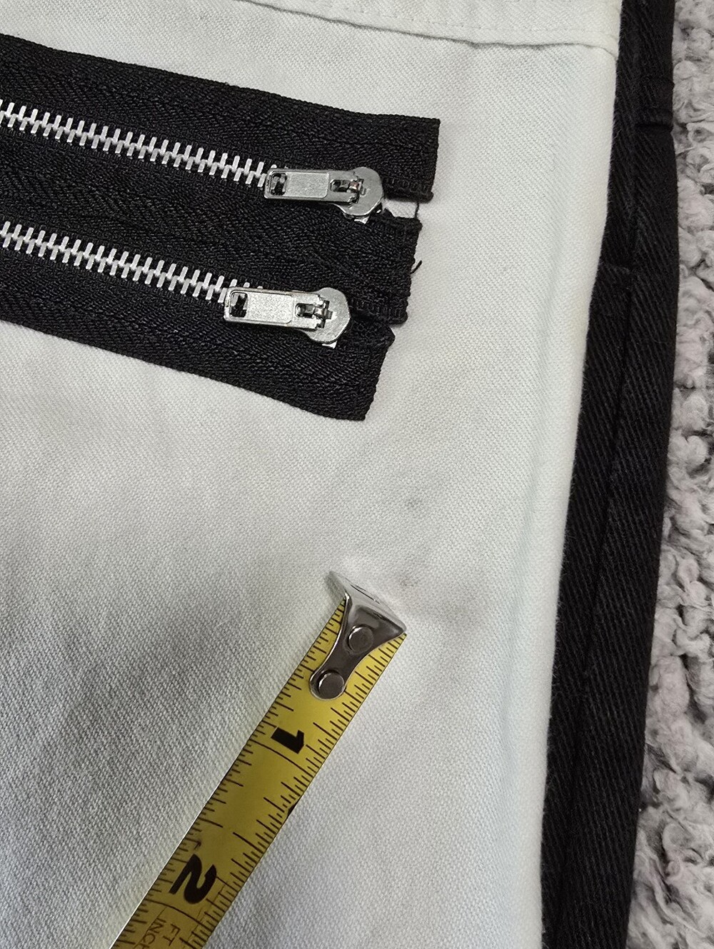 Unisex Tiger of London Black and White Zippered Jeans - Picture 14 of 16